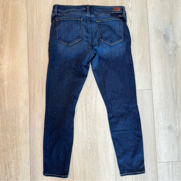 Paige Verdugo Ankle Stretch Dark Wash Blue Denim Mid Rise Jeans Women's 32 EUC - Picture 3 of 10